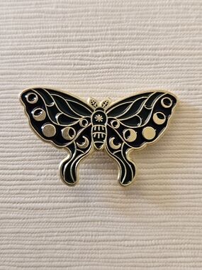 Moon Phase Moth Enamel Pin 4 For $20 - Black and Gold